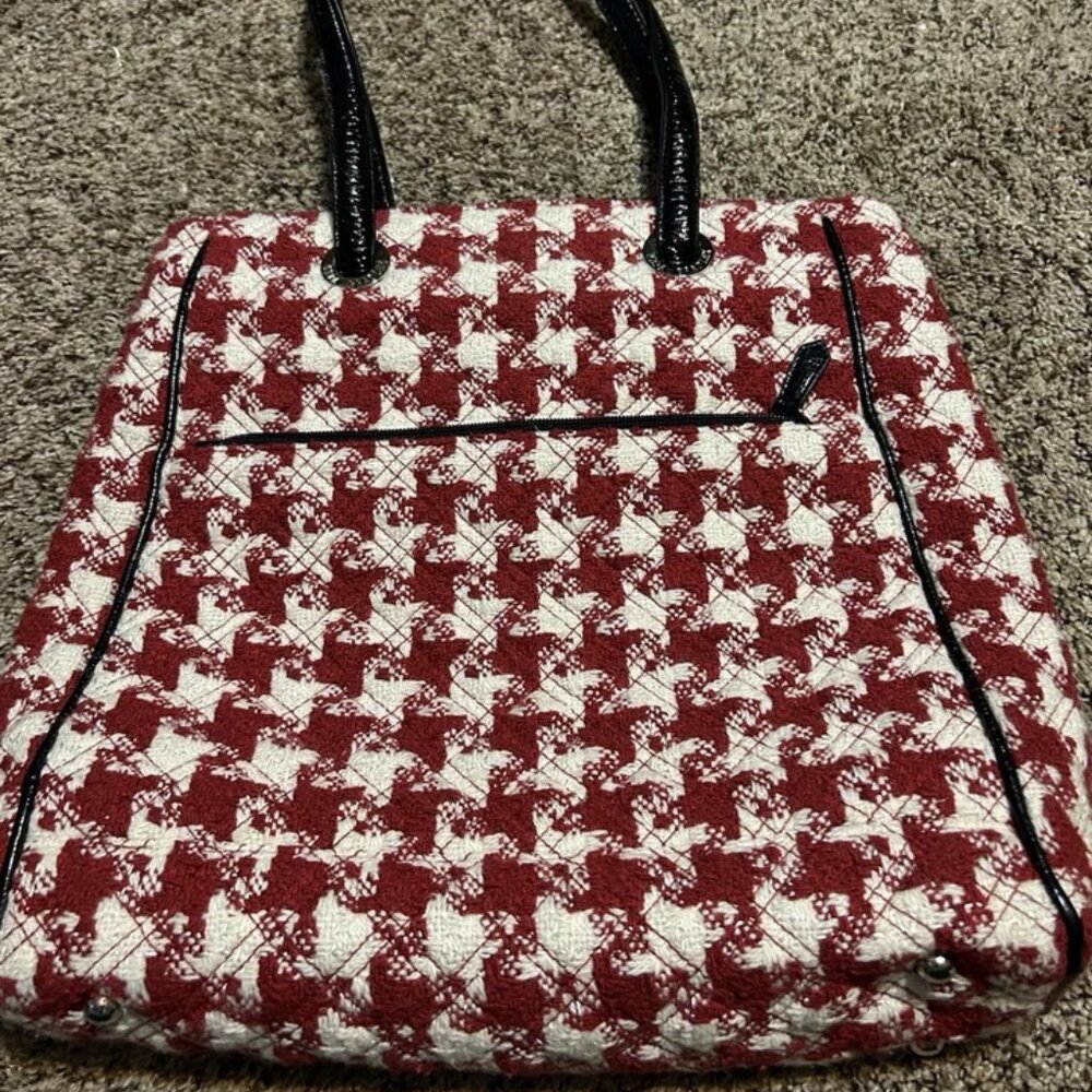 VERA BRADLEY Limited Collection Red White Plaid Houndstooth Mini Tote Bag Purse